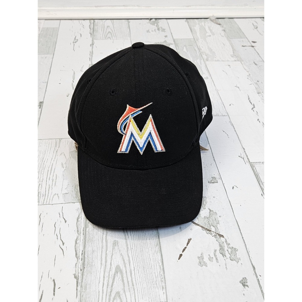 Miami Marlins Hat Cap Strap Back Black Baseball Florida Adjustable New Era Mens